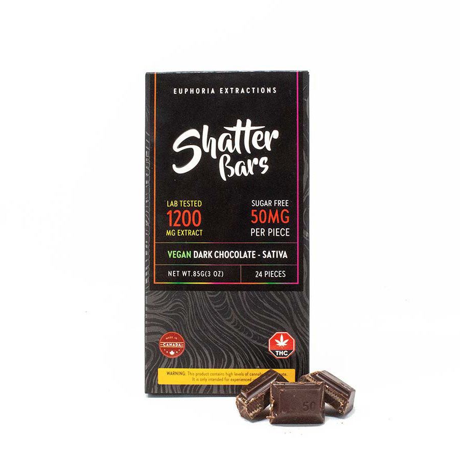 EUPHORIA EXTRACTIONS THC VEGAN SUGAR FREE DARK CHOCOLATE SHATTER BARS | 250MG-1200 EDIBLES