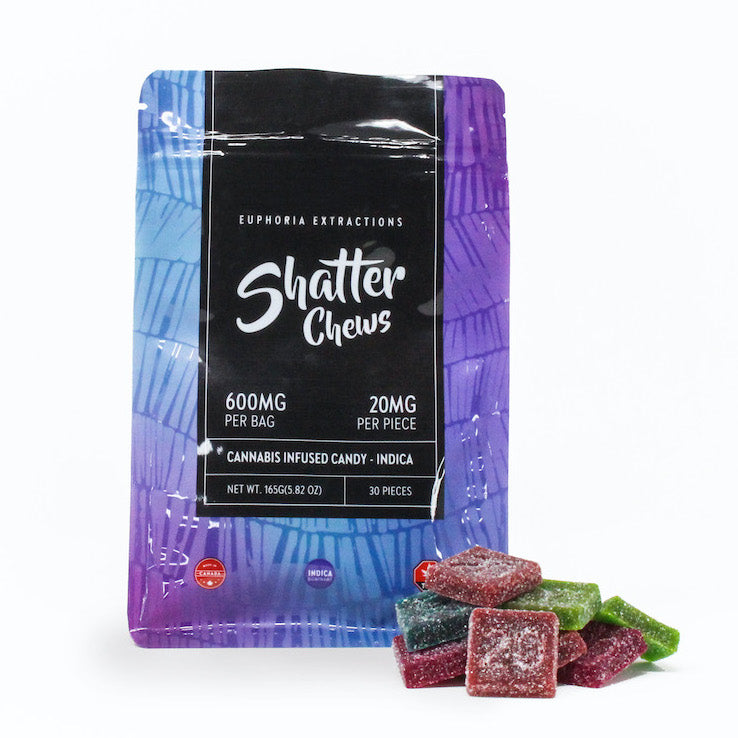 EUPHORIA EXTRACTIONS THC SHATTER CHEWS GOMMES À SPECTRE COMPLET | ALIMENTS 600 MG 