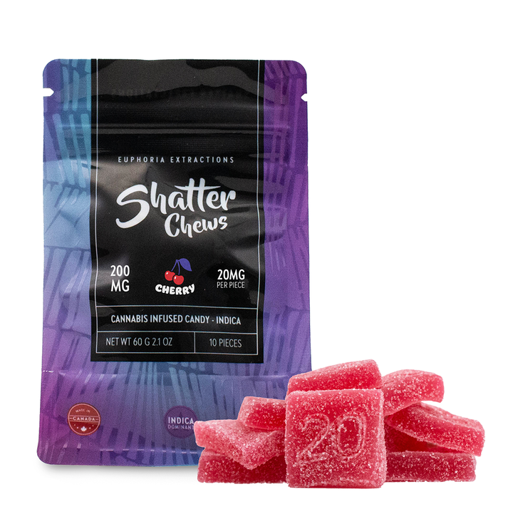 EUPHORIA EXTRACTIONS THC SHATTER CHEWS PACK DE COLLATIONS GÉLULES | 200 MG COMESTIBLES 