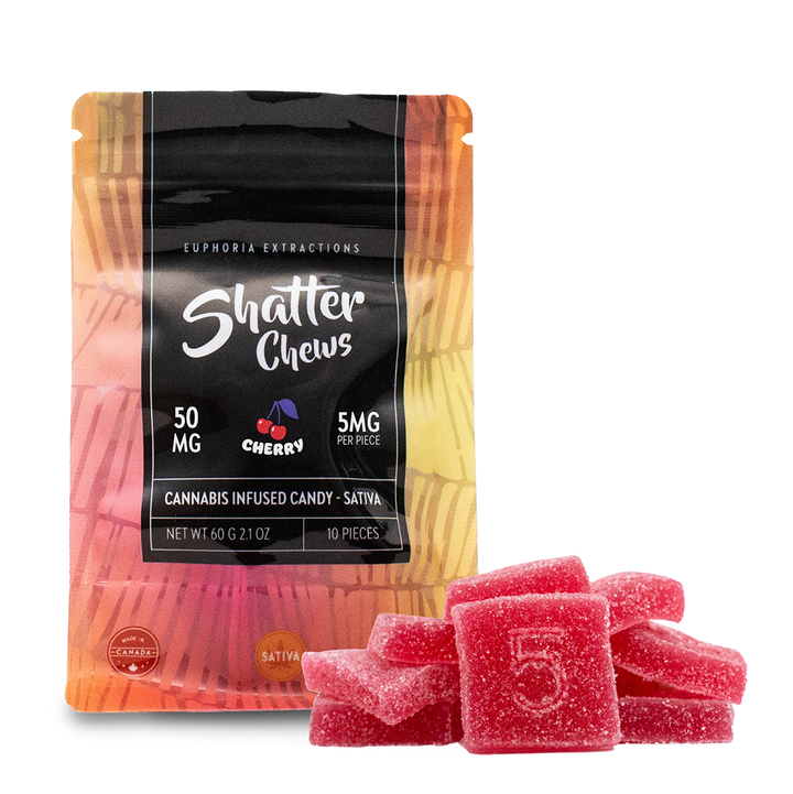 EUPHORIA EXTRACTIONS THC SHATTER CHEWS PACK DE COLLATIONS GÉLULES | 50 MG COMESTIBLES 