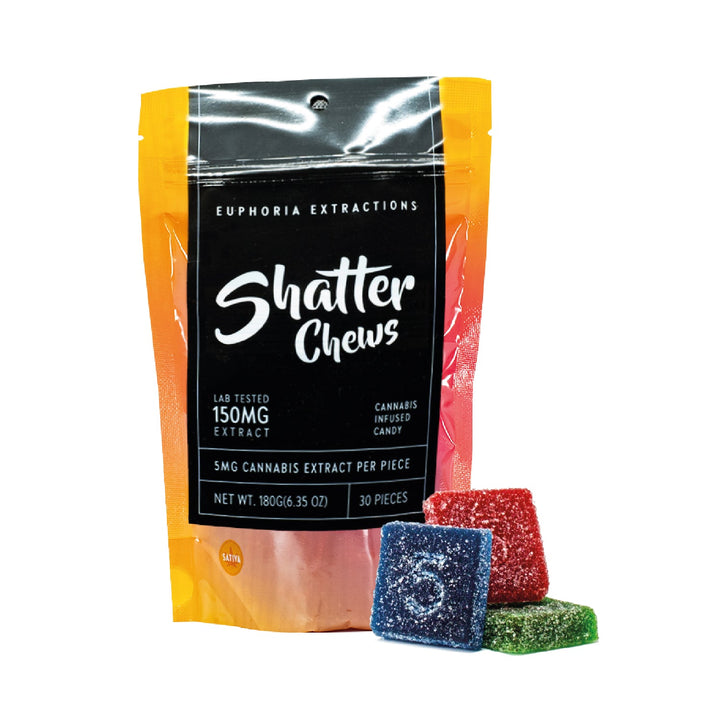 EUPHORIA EXTRACTIONS THC SHATTER CHEWS GOMMES À SPECTRE COMPLET | ALIMENTS 150 MG 